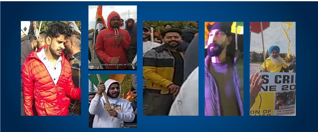 Photos of persons of interest wanted in connection with several protests outside religious institutions in Peel Region. PRP/HO