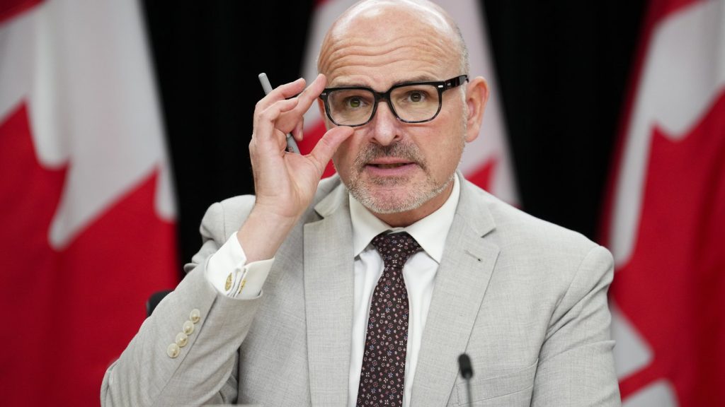 Former Employment, Workforce Development and Official Languages Minister Randy Boissonnault takes part in a press conference in Ottawa on Oct. 22, 2024