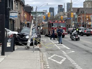 Man sent to hospital after crashing into utility pole in Harbord Village