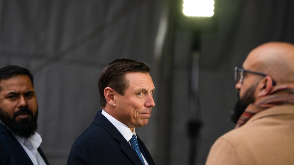 Brampton Mayor Patrick Brown attends a groundbreaking ceremony for Peel Memorial Hospital in Brampton, Ont., on Friday, March 28, 2025. THE CANADIAN PRESS/Laura Proctor