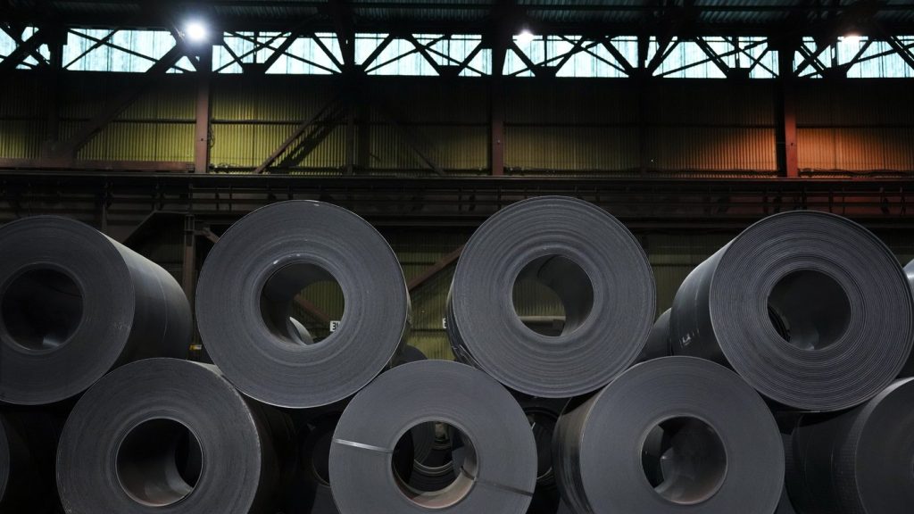 Steel coils cool at Algoma Steel Inc., in Sault Ste. Marie, Ont., on April 25, 2025. THE CANADIAN PRESS/Sean Kilpatrick