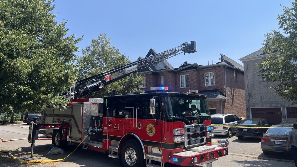 Photo shows the scene of a fire in Ajax. (Karim Islam/CityNews)