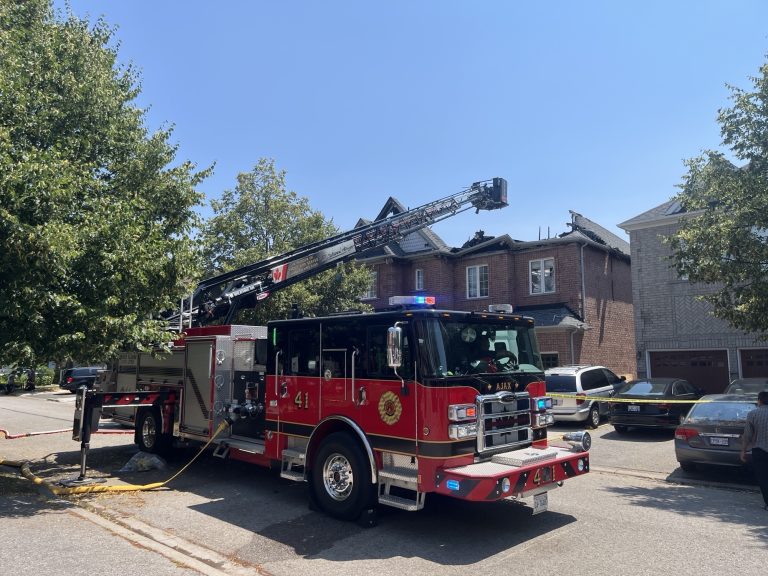 Photo shows the scene of a fire in Ajax. (Karim Islam/CityNews)