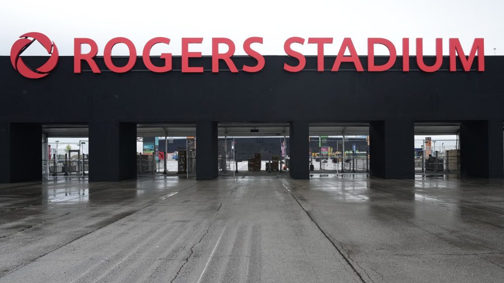 A photograph of the brand new 50000 seat Rogers Stadium front gates for concerts in Toronto on Thursday, June 26, 2025. THE CANADIAN PRESS/Nathan Denette