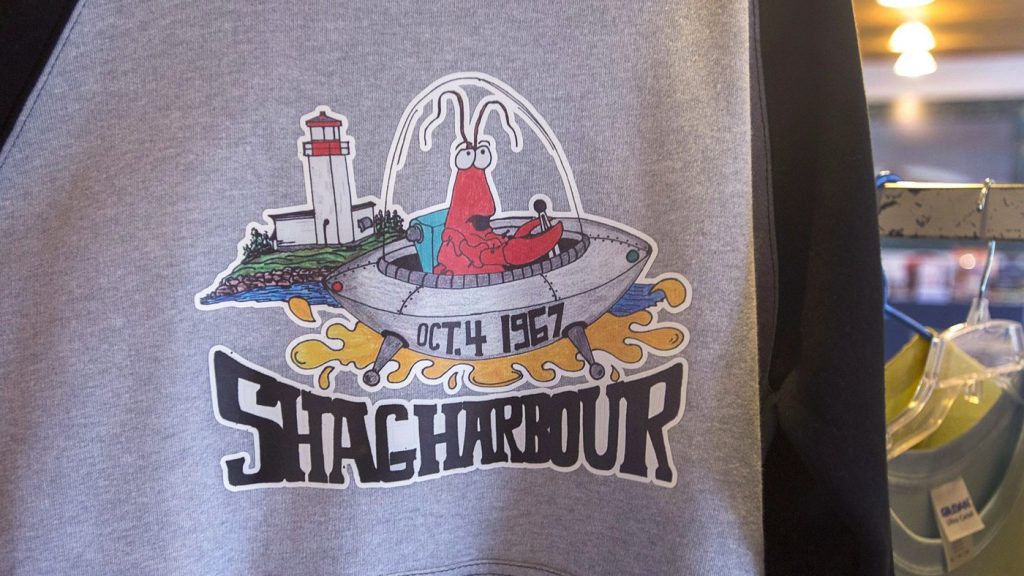 A souvenir hoodie is displayed at the Shag Harbour Incident Interpretive Centre in Shag Harbour, N.S., on Saturday, Sept. 16, 2017. THE CANADIAN PRESS/Andrew Vaughan