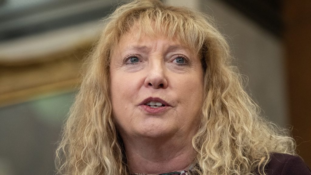Standing committee on the status of women chair Marilyn Gladu speaks about a report on coercive behaviour in the foyer of the House of Commons in Ottawa on Tuesday, Nov. 25, 2025. THE CANADIAN PRESS/Adrian Wyld