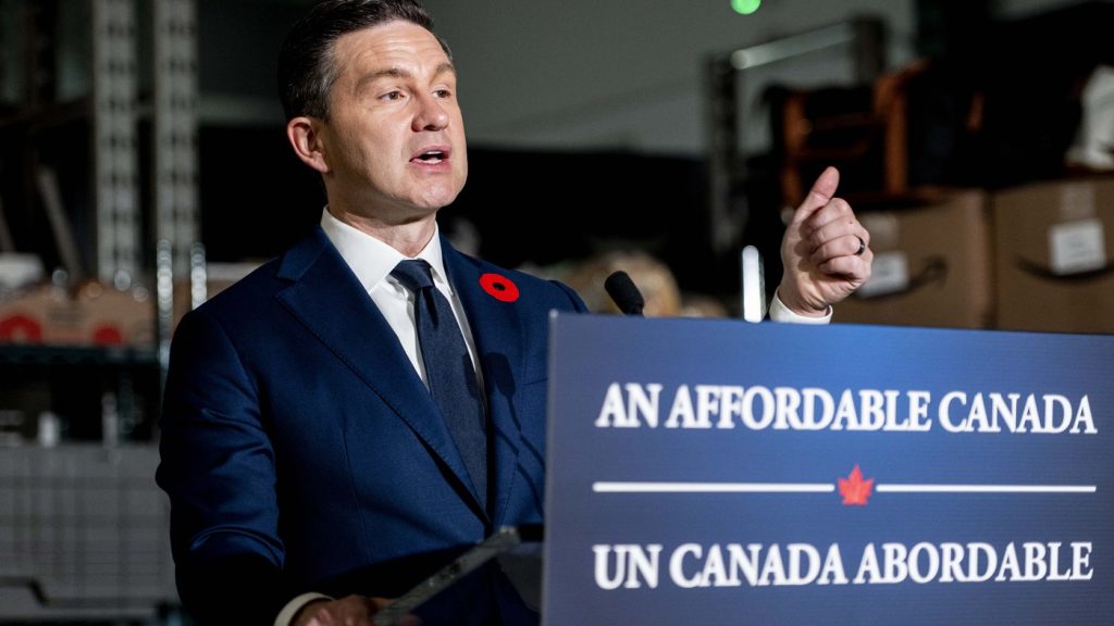 Leader of the Conservative Party Pierre Poilievre speaks during a press conference in Ottawa, on Sunday, Nov. 2, 2025. THE CANADIAN PRESS/Spencer Colby