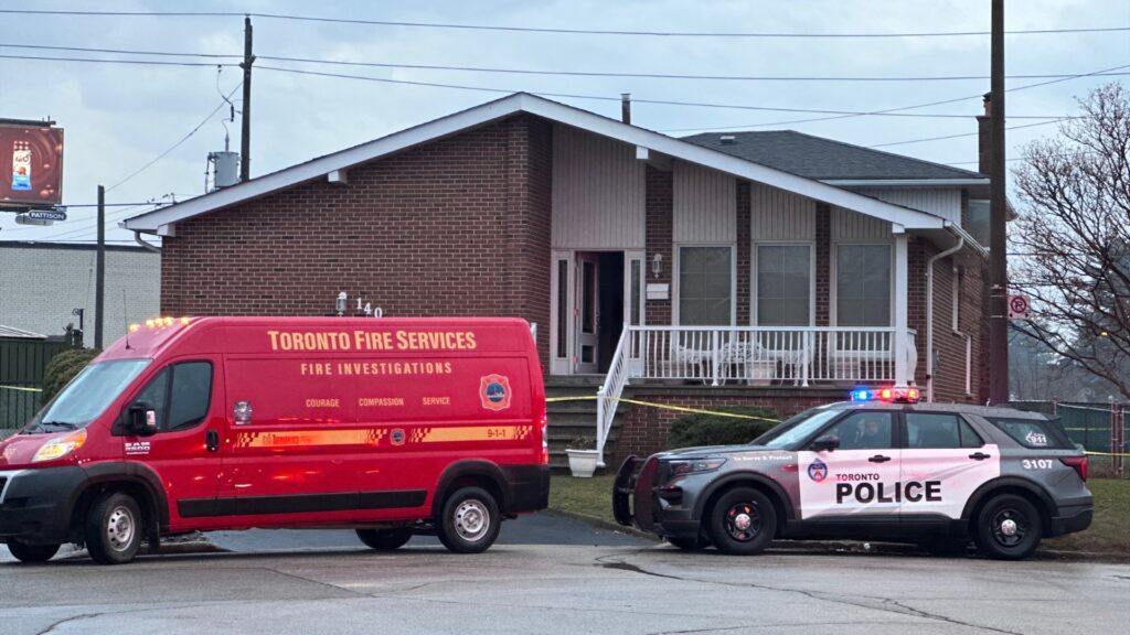 Fire crews responded to a 1-alarm house fire on Anthia Drive in North York on Tuesday, March 31, 2026. Photo: Dan Frechette/CityNews.