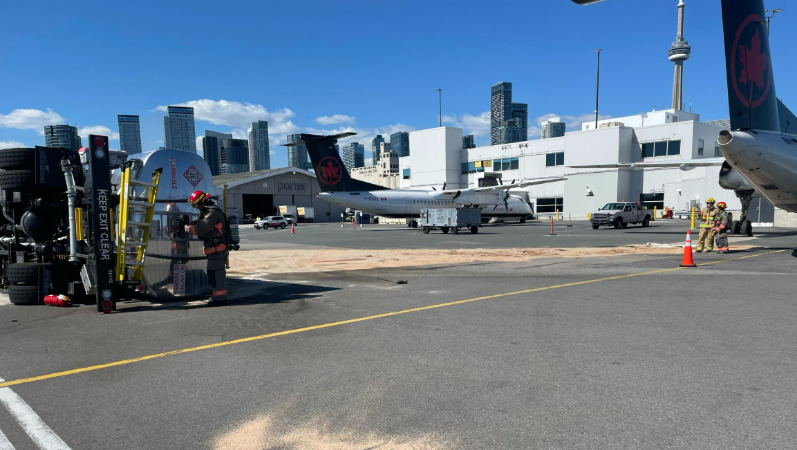 Crews cleaning fuel spill at Billy Bishop Airport