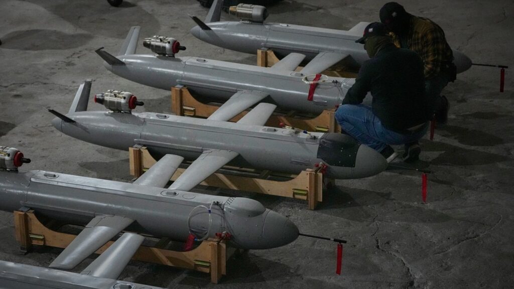Servicemen of Ukraine's defense intelligence set up the Peklo (Hell) missile drones against Russian in an undisclosed location in Ukraine late Thursday, May 28, 2026. (AP Photo/Efrem Lukatsky)