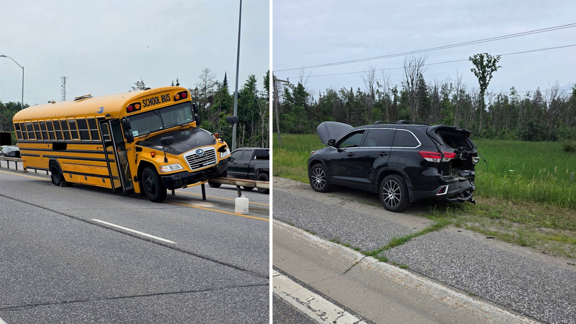Drivers charged after school bus, SUV crash on Highway 11