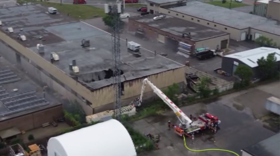 A section of the roof at YORK1 Disco Transfer Station caved in following a four-alarm fire on July 28, 2026.