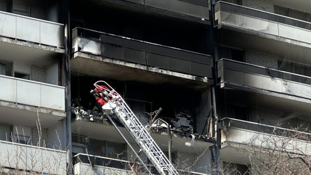 Fire crews attend a fire that broke at Wellesley and Parliament streets on April 27, 2026. CITYNEWS/HUGUES CORMIER