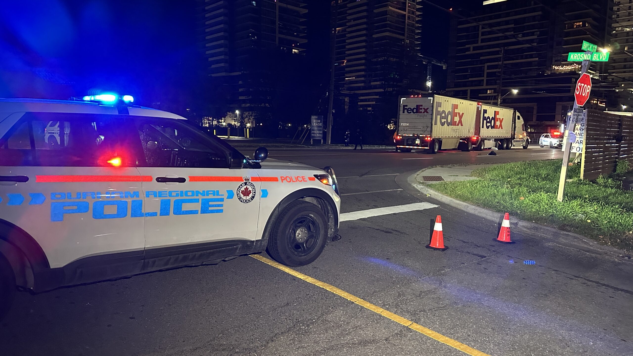 Pedestrian seriously injured after getting hit by transport truck in Pickering